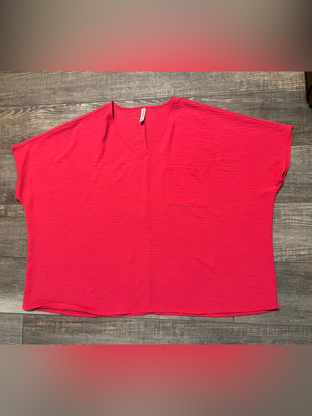 Zenana Vibrant Raspberry Short Sleeve Oversized Boxy Tee Beachy Lightweight